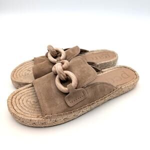 Pedro Garcia Journey Slide Sandals Open Toe Women's Beige Plush Size US9 EU39